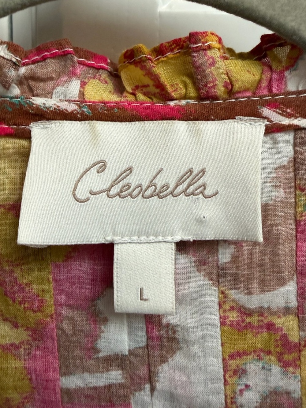 Cleobella Zola Puff Sleeve Organic Cotton Floral Boho Blouse Size Large - Picture 11 of 15